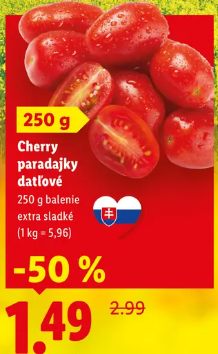 Paradajky cherry strapcové extra sladké
