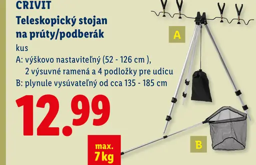 Crivit teleskopický stojan na prúty alebo podberák