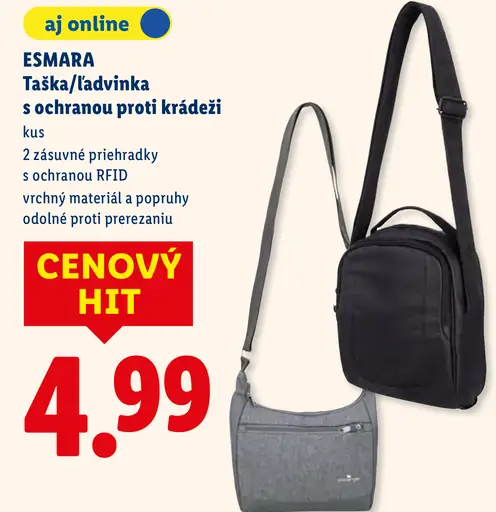 Esmara taška / ľadvinka s ochranou proti krádeži