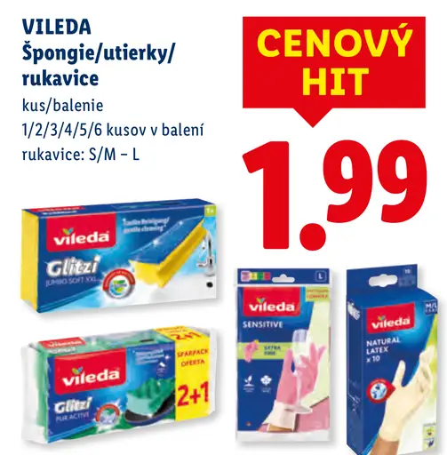 Vileda špongie a utierky a rukavice