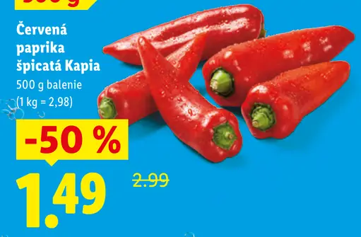 Červená paprika špicatá Kápia