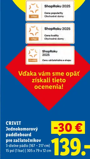 Crivit Jednokomorový paddleboard