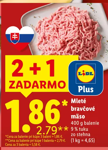 Mleté bravčové mäso XXL zo stehna 9 % tuku