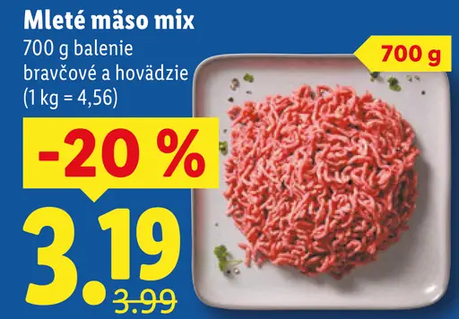 Mleté mäso zmiešané bravčové a hovädzie