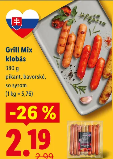 Grill Mix klobás pikant, bavorské, so syrom