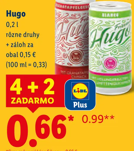 Hugo nealkoholický nápoj rôzne druhy plechovka