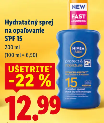 Nivea Sun hydratačný sprej na opaľovanie SPF 15