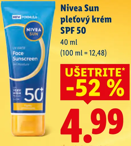 Nivea Sun pleťový krém na opaľovanie SPF 50+
