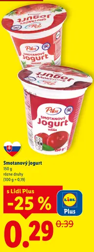 Pilos smotanový jogurt jahoda, višňa rôzne druhy