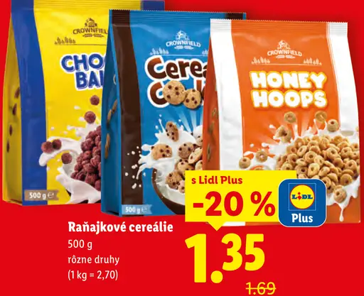 Crownfield Honey Hoops lahodné medové krúžky - Raňajkové cereálie