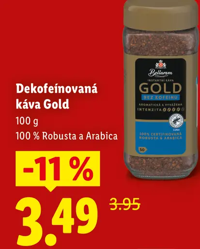 Bellarom dekofeínovaná káva Gold instantná