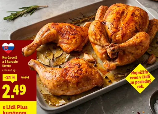 Lidl kurča celé a 2 kuracie štvrte