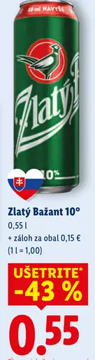 Zlatý Bažant 10° plechovka