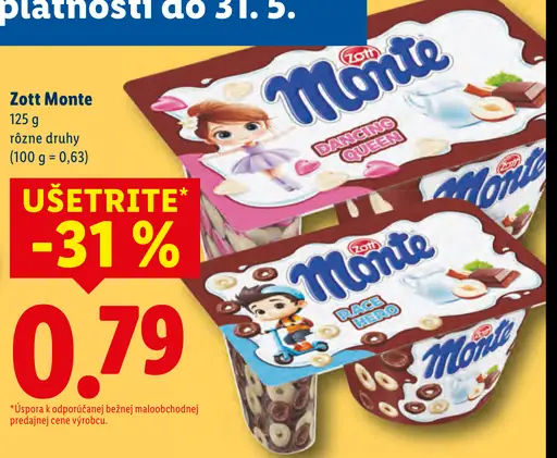 Zott Monte Maxi mliečny dezert