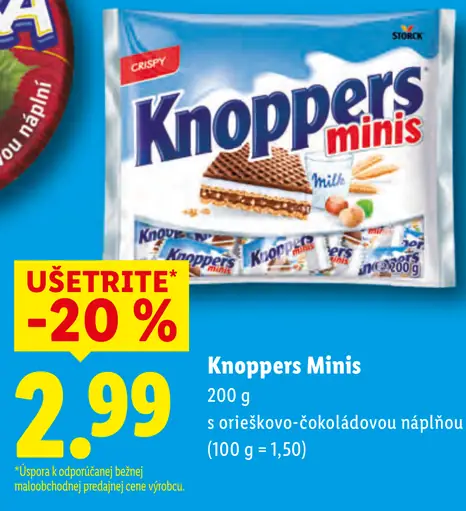Storck Knoppers Minis s orieškovou-čokoládovou náplňou