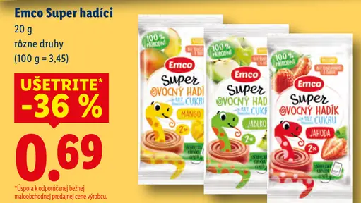 Emco Super ovocný hadík cukríky