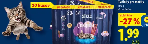 Coshida tyčinky pre mačky s jahňacím a morčacím