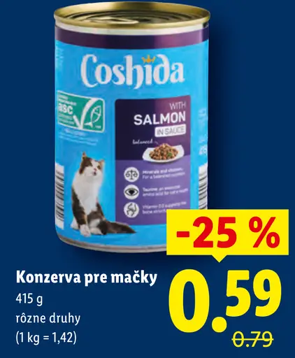 Coshida konzerva pre mačky so šťavou z lososa