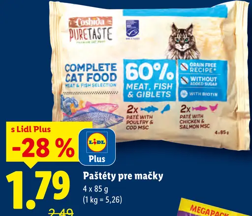 Coshida PureTaste kompletné krmivo pre mačky mäso, ryby a droby