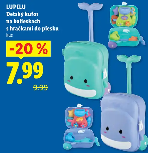 Lupilu detský kufor na kolieskach s hračkami do piesku