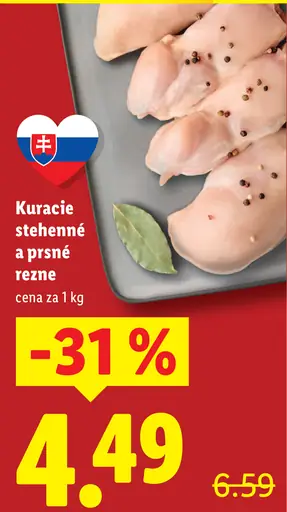 Kuracie stehnenné a prsnè rezne