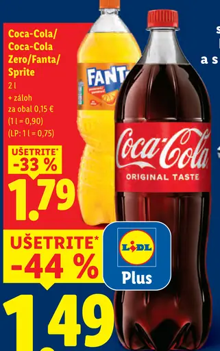 Coca-Cola, Coca-Cola Zero, Fanta, Sprite, Zero limetka nápoje