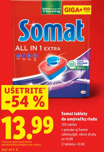 Somat tablety do umývačky riadu rôzne druhy