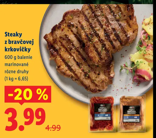 Steaky z bravčovej krkovičky marinované