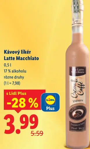 Kávový likér Latte Macchiato