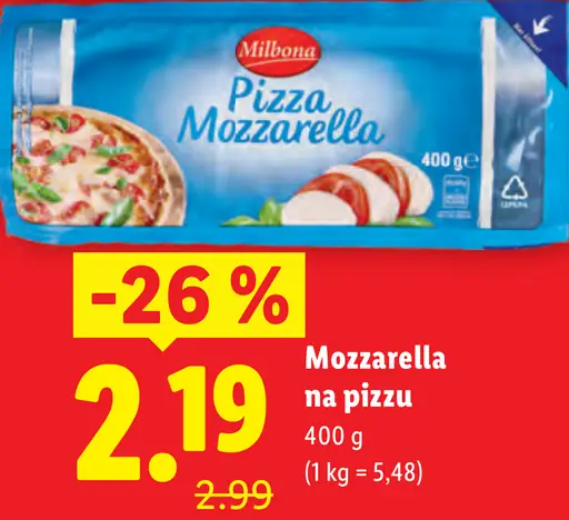 Milbona Mozzarella na pizzu