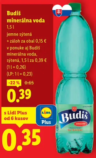 Budiš minerálna voda jemne sýtená