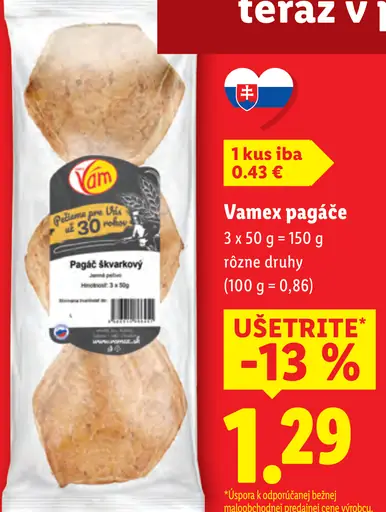 Vamex pagáče rôzne druhy