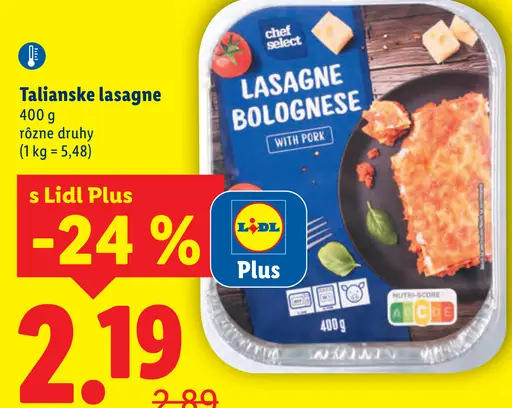 Chef Select talianske lasagne Bolognese mrazené