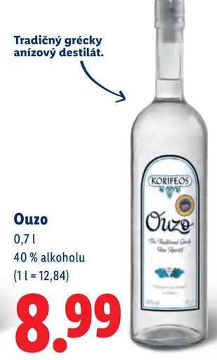 Korifeos ouzo gréck y anízový destilát