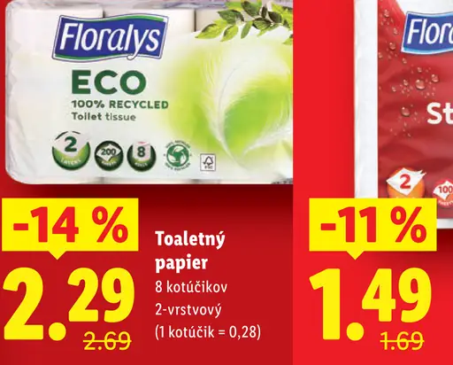 Floralys Eco toaletný papier 2-vrstvový