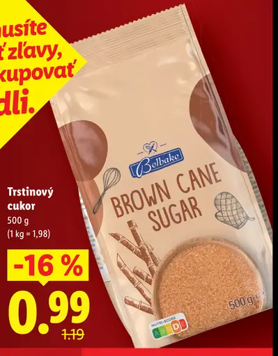Belbake trstinový cukor Brown Cane Sugar