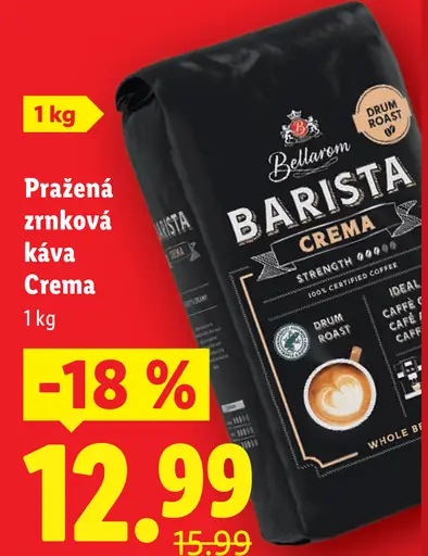 Bellarom pražená zrnková káva Crema
