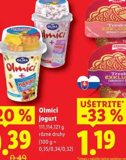 Olmíci jogurt s prísadami rôzne druhy