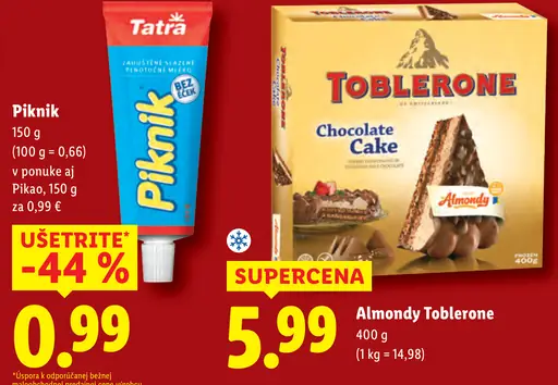 Almondy Toblerone mrazená torta