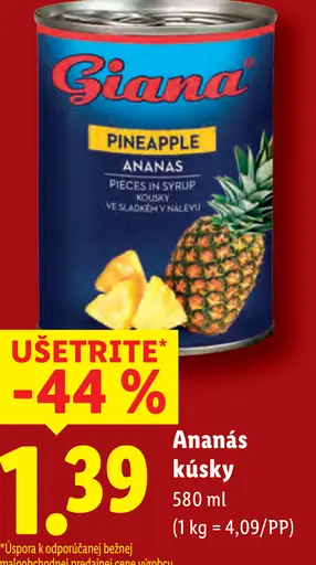 Giana Ananás kúsky v sirupe