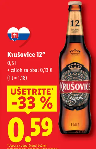Krušovice 12° pivo fľaša