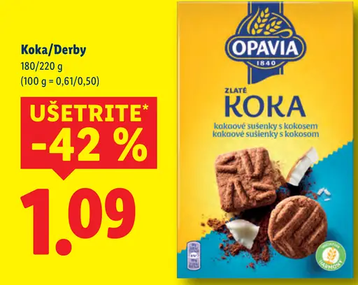 Opavia Zlaté Koka sušienky s kokosom s kakaom