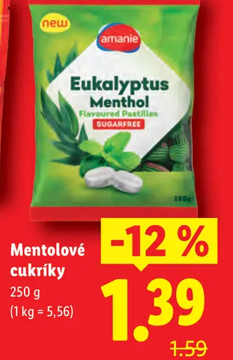 Amanie eukalyptus menthol cukríky