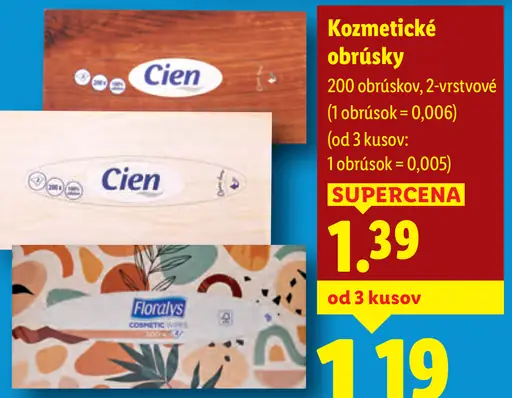 Cien kozmetické obrúsky 2-vrstvové