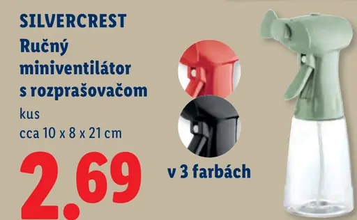SilverCrest Ručný miniventilátor s rozprašovačom