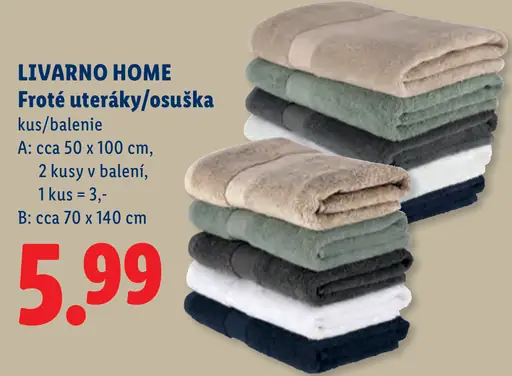 Livarno home Froté uteráky/osuška