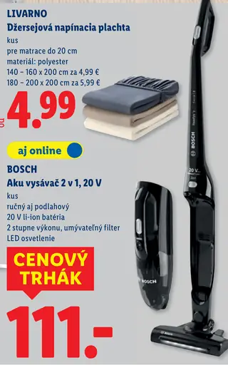 Bosch aku vysávač 2 v 1, 20 V ručný aj podlahový
