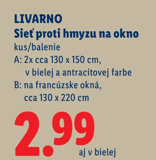 LIVARNO sieť proti hmyzu na okno