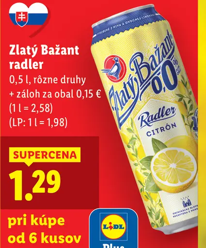 Zlatý Bažant radler plechovka