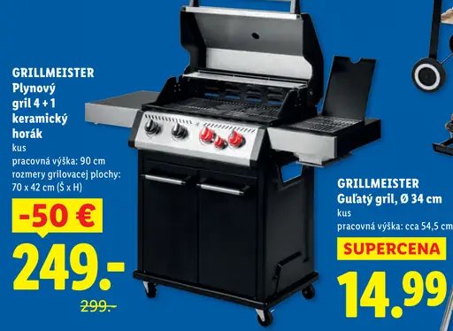 Grillmeister plynový gril 4 + 1 keramický horák